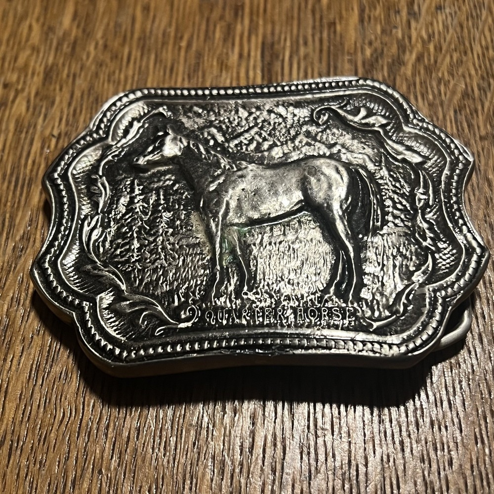 Vtg 70s Quarter Horse Western Cowgirl Belt Buckle Silver Tone EB2051 Broken Pin